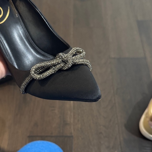 Sam Edelman Black Heels with Silver Bows - Picture 6 of 8